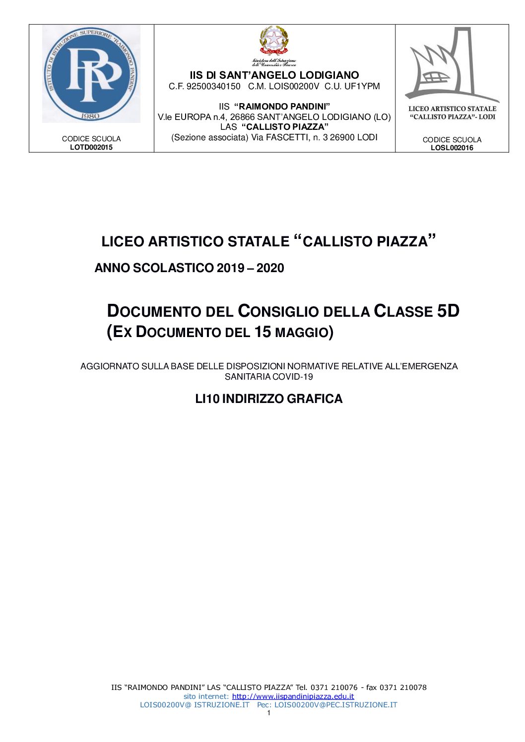 5D GRAFICA-PIAZZA DOCUMENTO DEL CONSIGLIO DI CLASSE